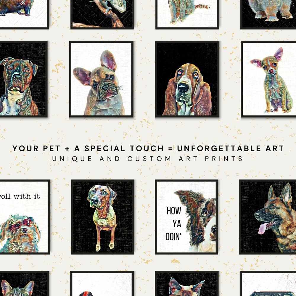Custom Vintage Pop Art 4x6,5x7,8x10 Portraits of Your Dog, Cat, Bird or any Pet!
